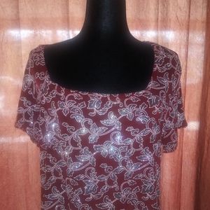 Ronni Nicole Stretchy Red and Sparkly Silver Shirt